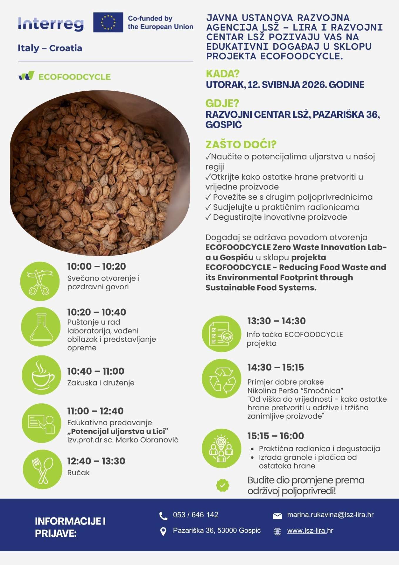 NAJAVLJUJEMO: Svečano otvorenje ECOFOODCYCLE Zero Waste Innovation laboratorija u Gospiću u sklopu Dana otvorenih vrata EU projekata 2026 - 