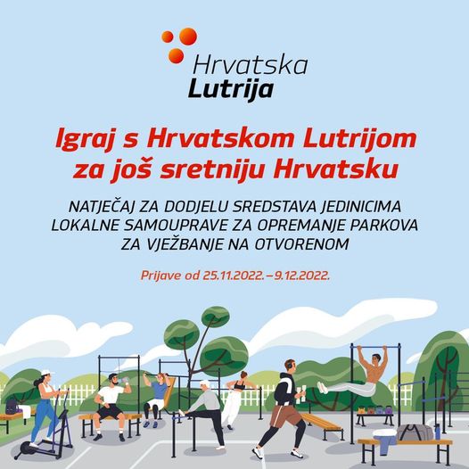 NATJEČAJ ZA DODJELU SREDSTAVA JEDINICAMA LOKALNE SAMOUPRAVE ZA OPREMANJE PARKOVA ZA VJEŽBANJE NA OTVORENOM