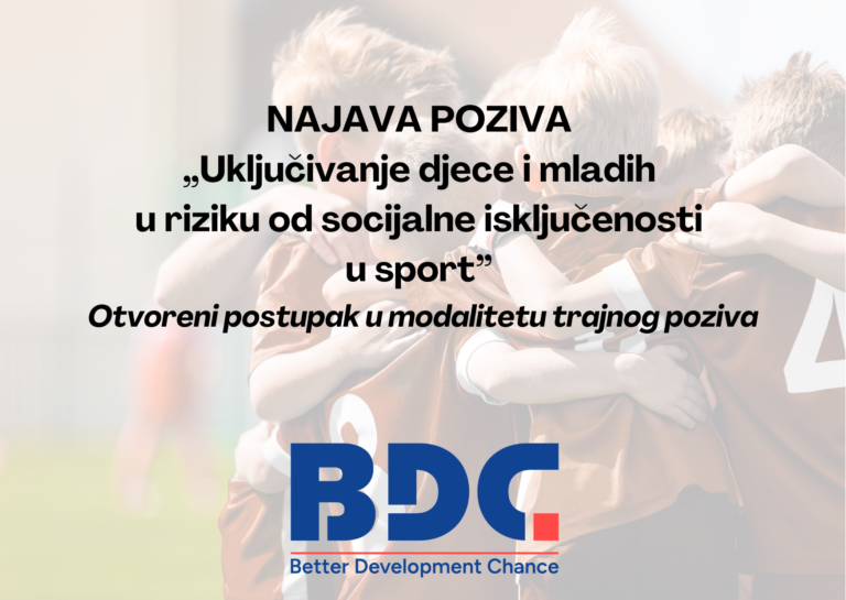 Ministarstvo turizma i sporta je objavilo Poziv na dostavu projektnih prijedloga “Uključivanje djece i mladih u riziku od socijalne isključenosti u sport”.